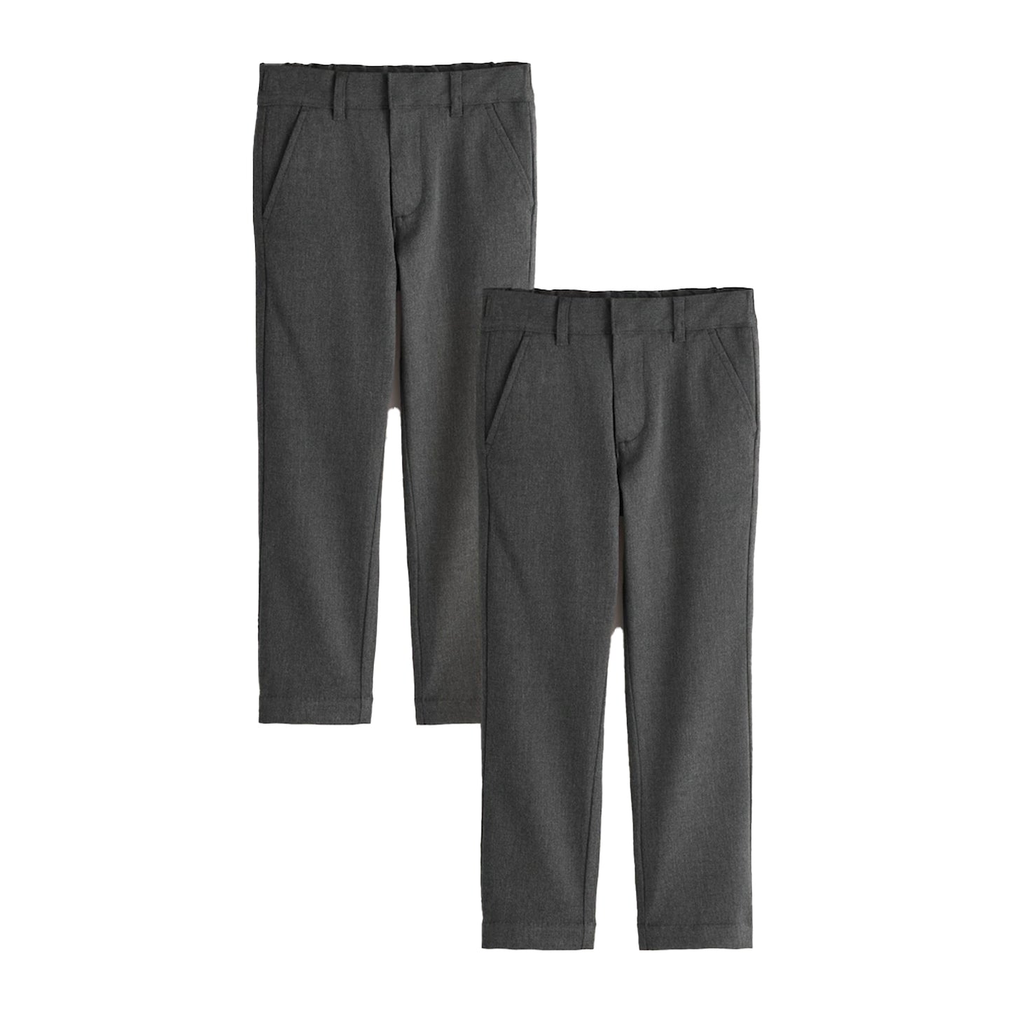 Grey - Front - Clarks Boys Slim School Trousers (Pack of 2)