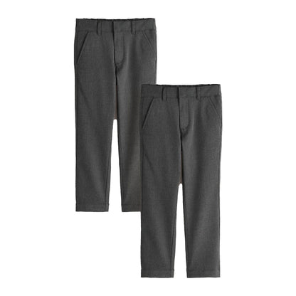Grey - Front - Clarks Boys Slim School Trousers (Pack of 2)