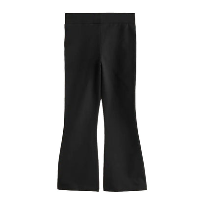 Black - Back - Clarks Girls Flared Leggings (Pack of 2)