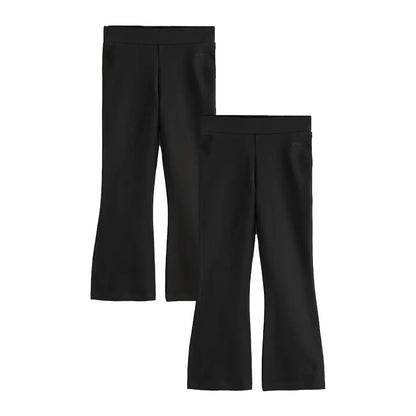 Black - Front - Clarks Girls Flared Leggings (Pack of 2)