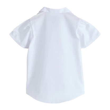 White - Back - Clarks Girls Revere Collar Short-Sleeved School Shirt (Pack of 3)