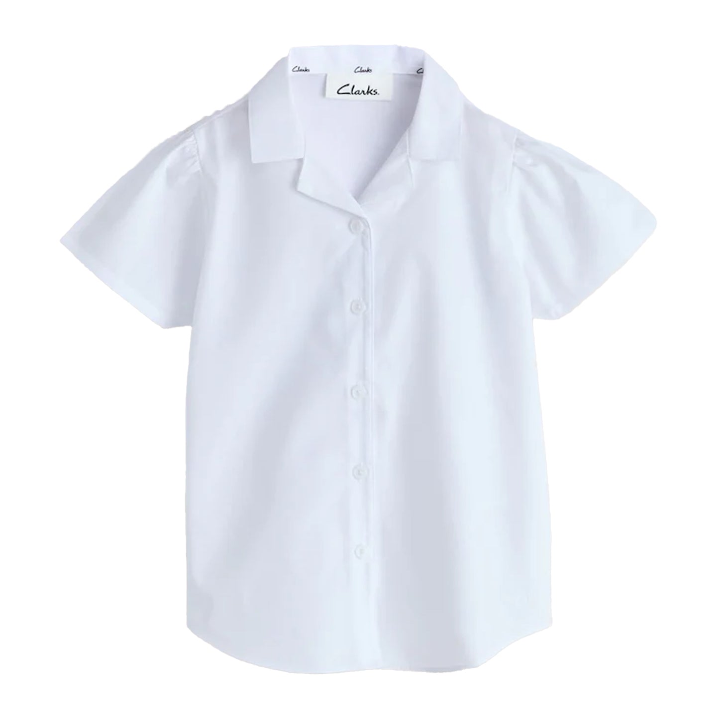 White - Side - Clarks Girls Revere Collar Short-Sleeved School Shirt (Pack of 3)