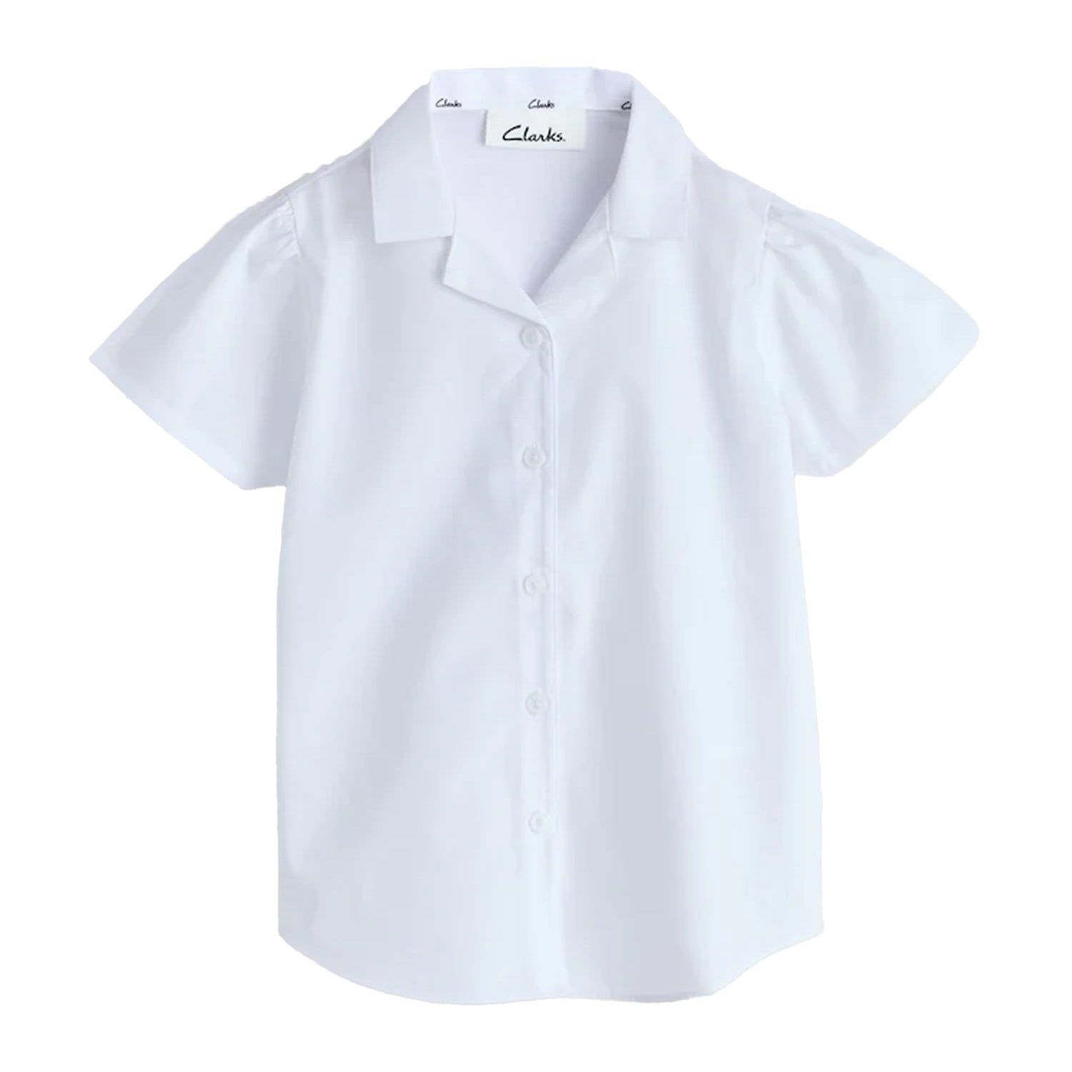 White - Side - Clarks Girls Revere Collar Short-Sleeved School Shirt (Pack of 3)