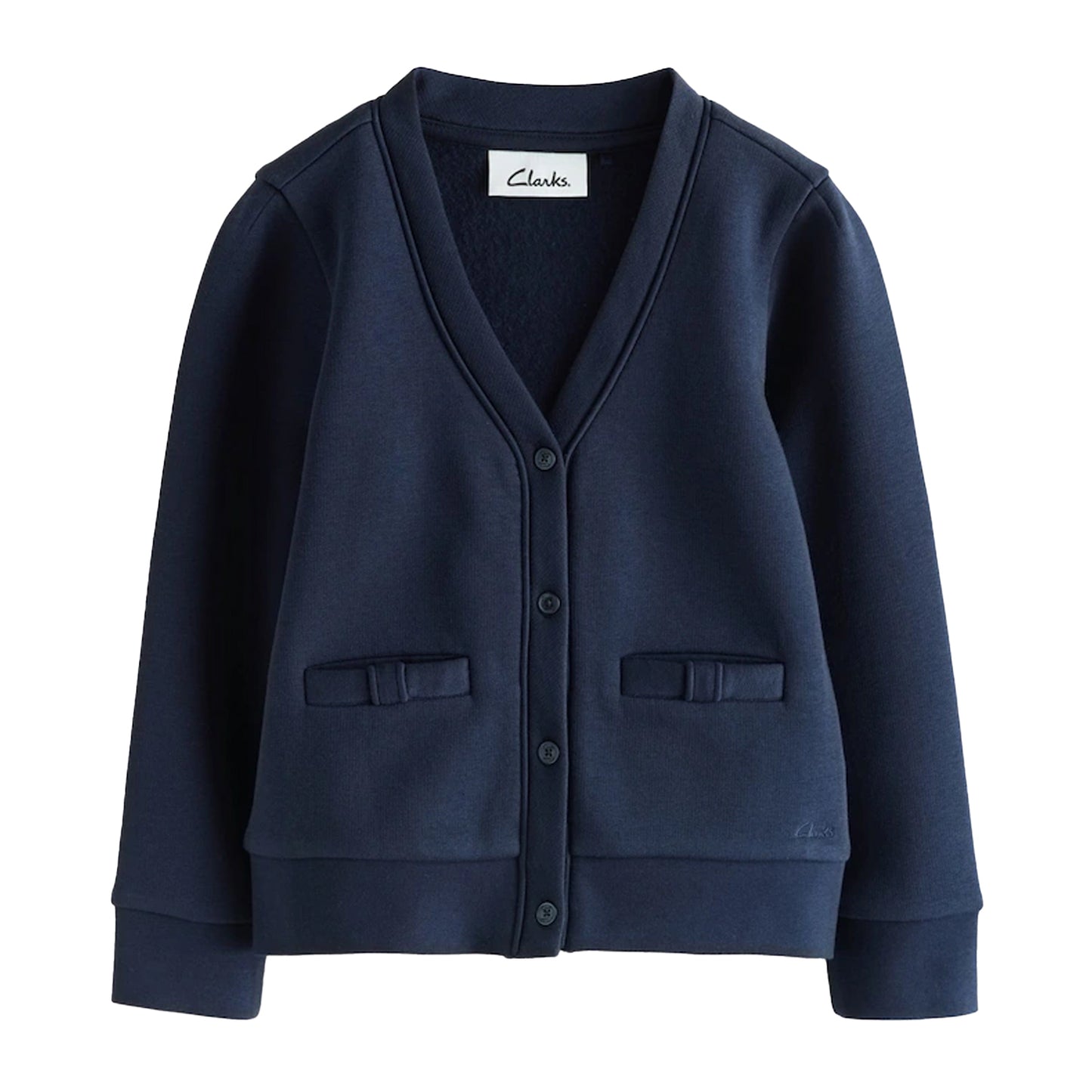 Navy - Side - Clarks Girls Bow Cardigan (Pack of 2)