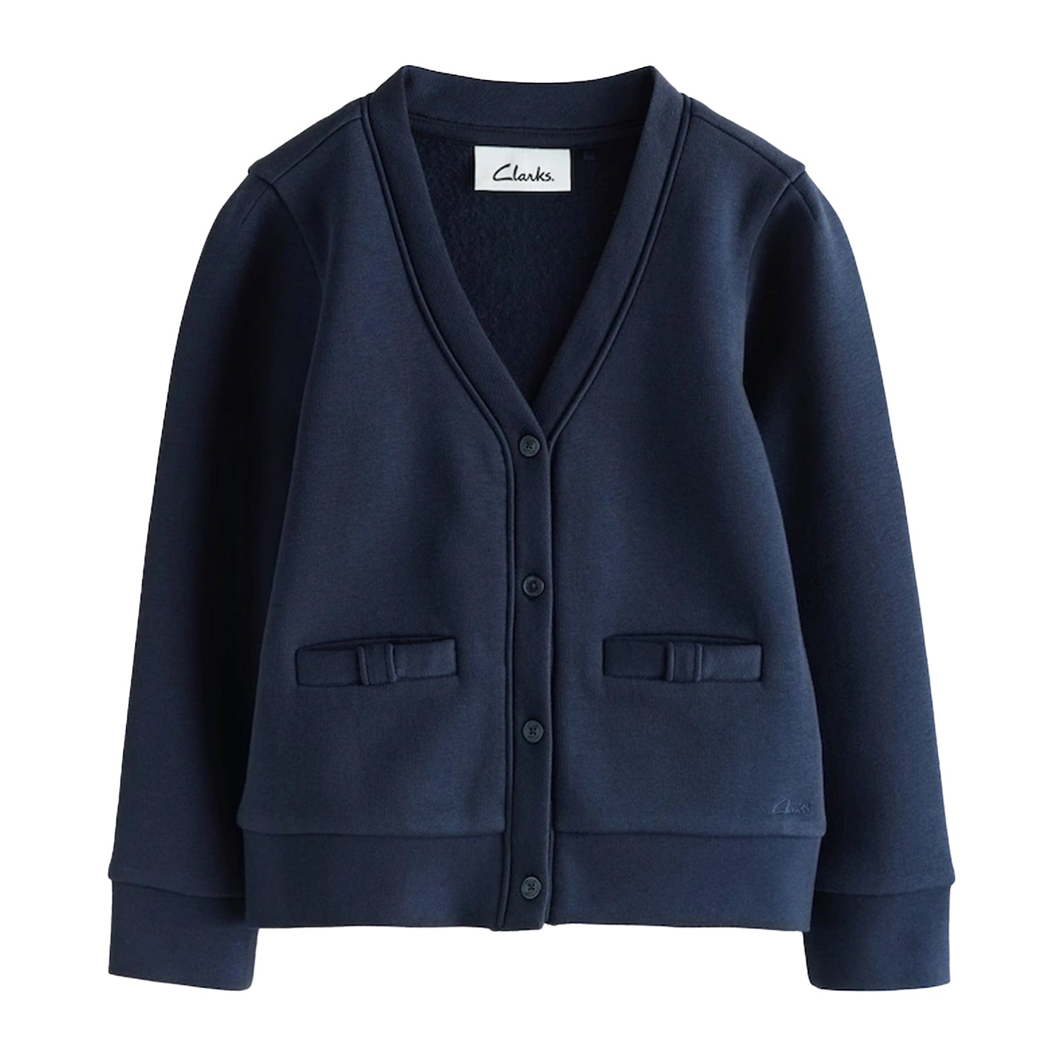Navy - Side - Clarks Girls Bow Cardigan (Pack of 2)