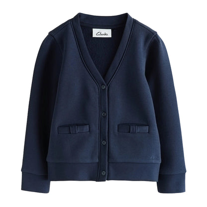 Navy - Side - Clarks Girls Bow Cardigan (Pack of 2)