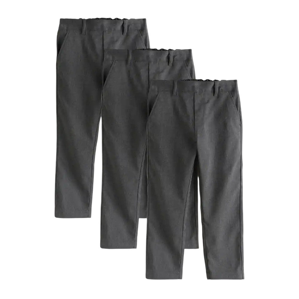 Grey - Front - Clarks Boys Pull-On Regular Trousers (Pack of 3)