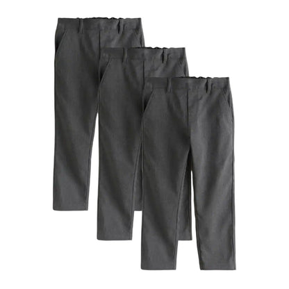 Grey - Front - Clarks Boys Pull-On Regular Trousers (Pack of 3)