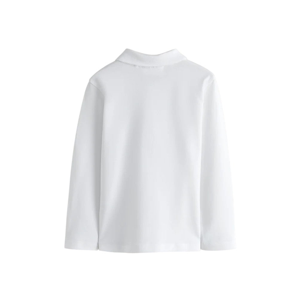 White - Side - Clarks Boys Long-Sleeved School Polo Shirt (Pack of 3)