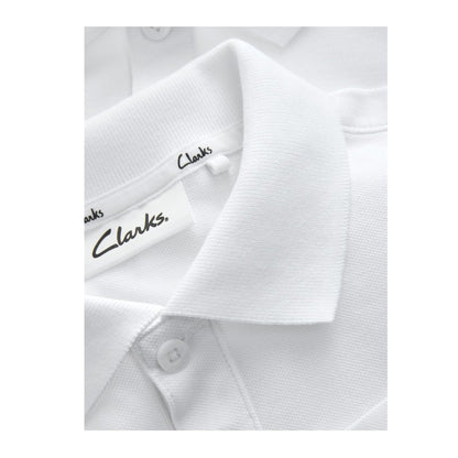 White - Lifestyle - Clarks Boys Long-Sleeved School Polo Shirt (Pack of 3)