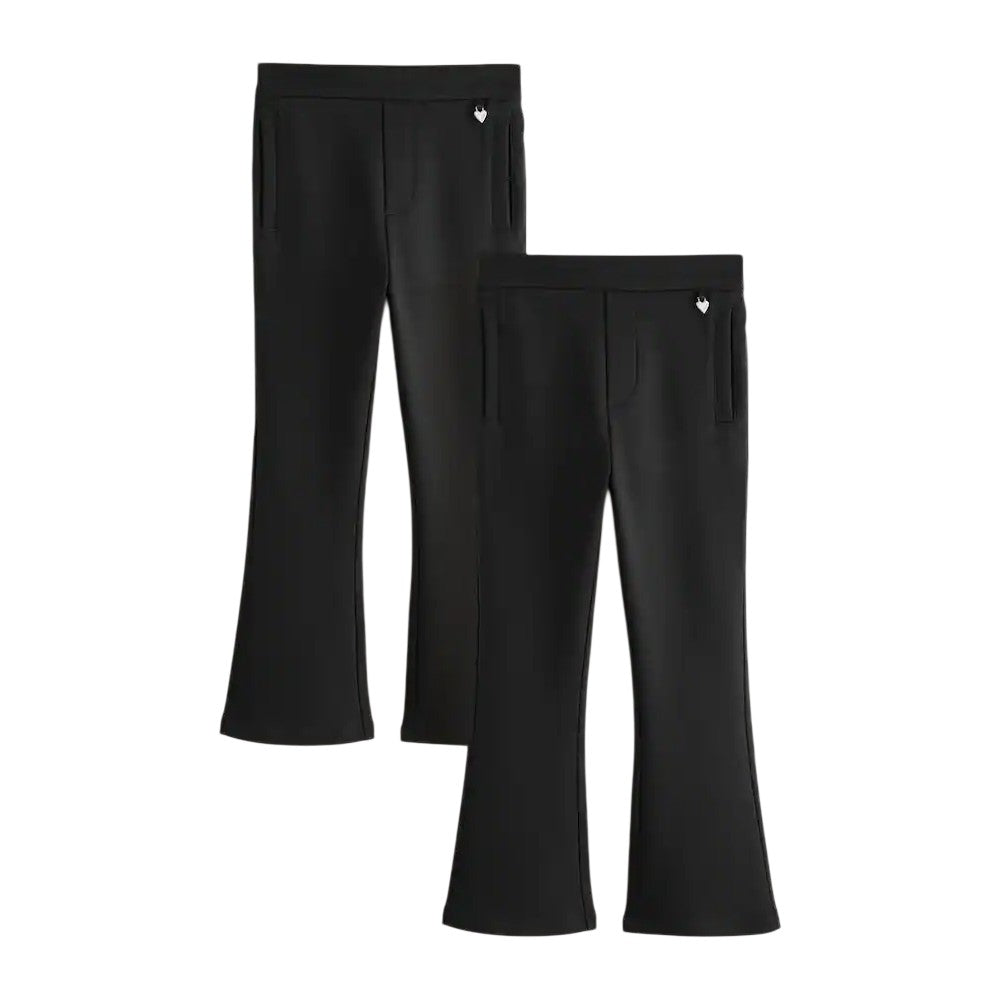 Black - Front - Clarks Girls Pull-On Flared School Trousers (Pack of 2)