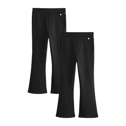 Black - Front - Clarks Girls Pull-On Flared School Trousers (Pack of 2)