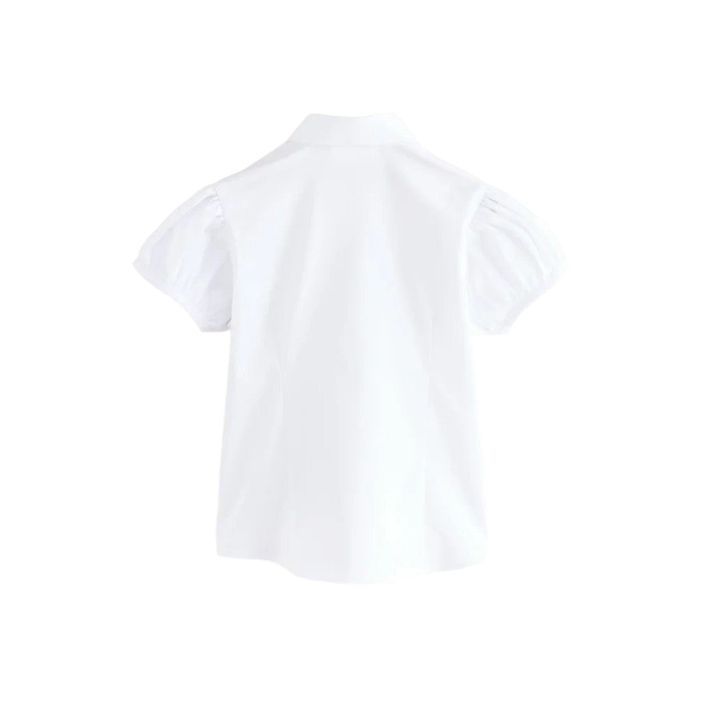 White - Side - Clarks Girls Fitted Puff Sleeve School Shirt (Pack of 3)