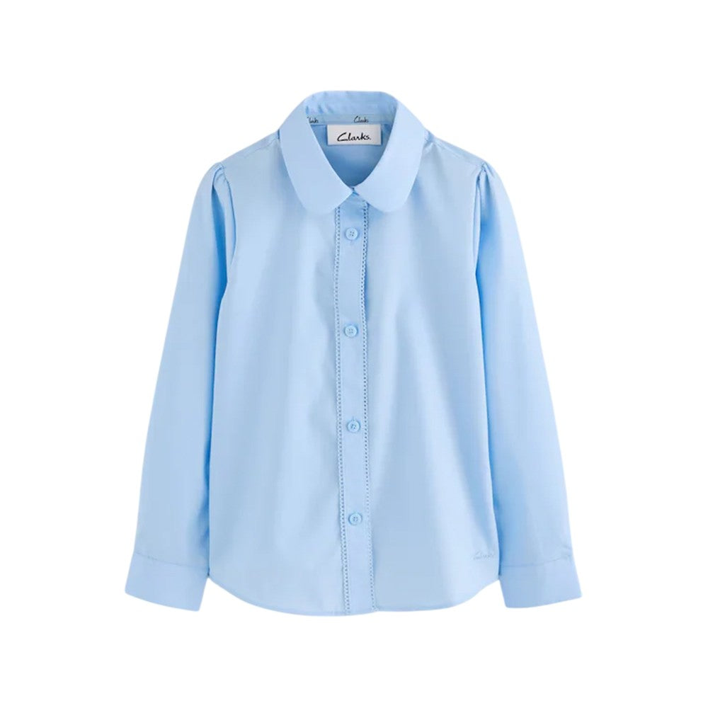 Blue - Back - Clarks Girls Frill Trim Short-Sleeved School Shirt (Pack of 3)