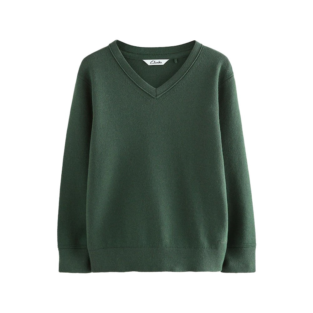 Green - Back - Clarks Childrens-Kids Knitted School Jumper (Pack of 2)
