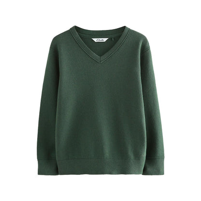 Green - Back - Clarks Childrens-Kids Knitted School Jumper (Pack of 2)