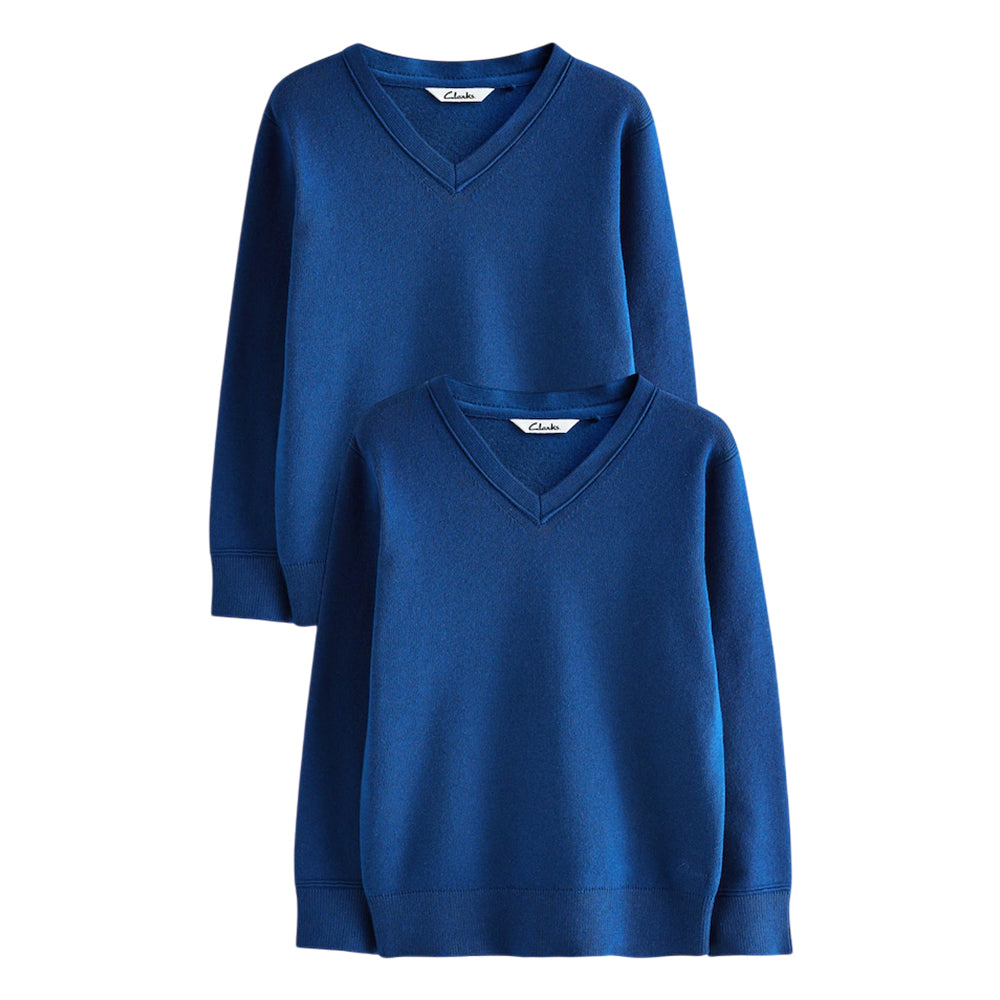 Blue - Front - Clarks Childrens-Kids Knitted School Jumper (Pack of 2)