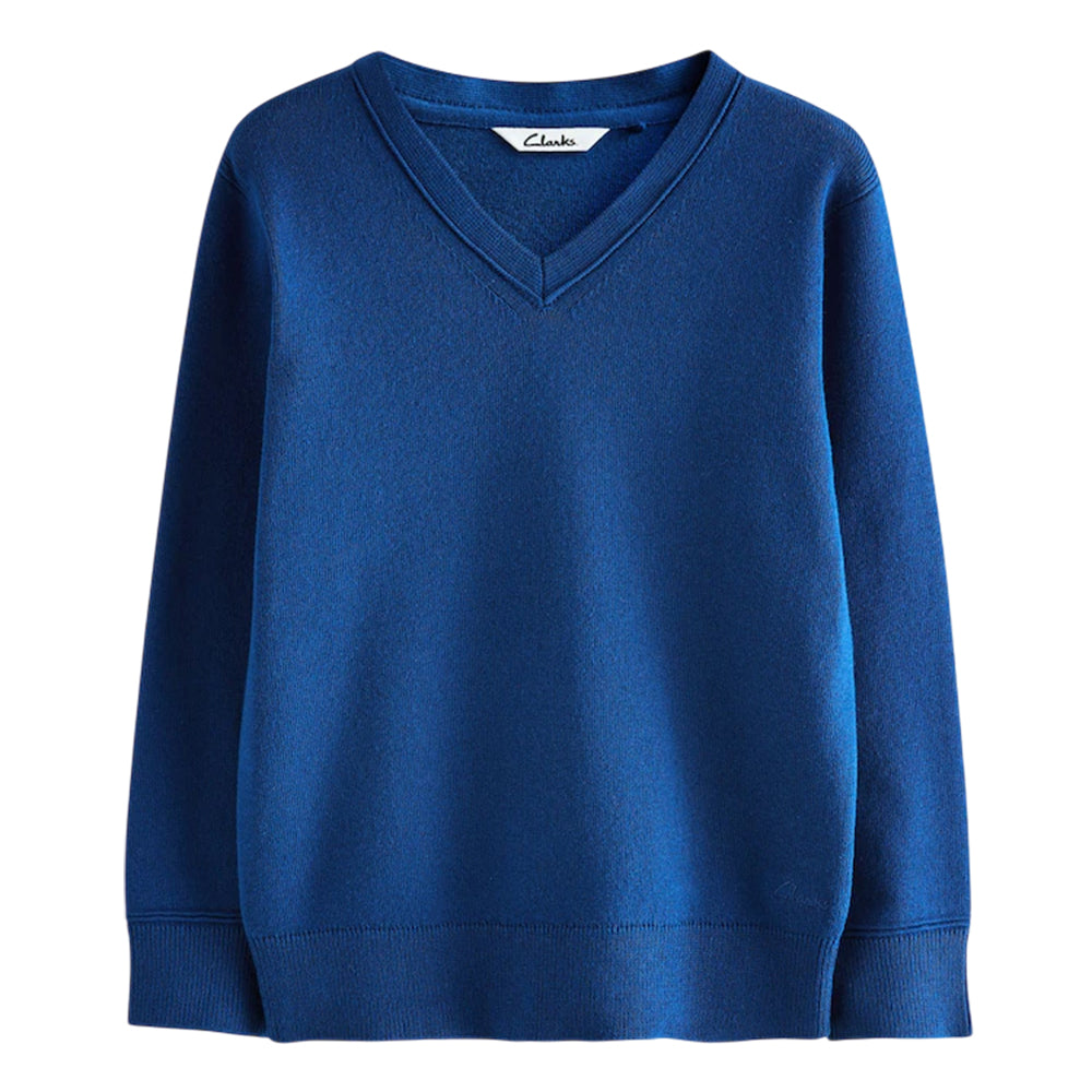 Blue - Side - Clarks Childrens-Kids Knitted School Jumper (Pack of 2)