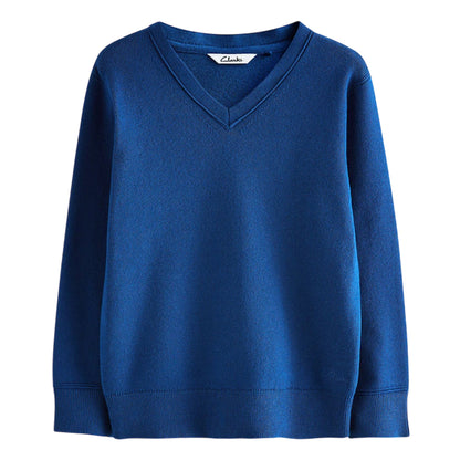 Blue - Side - Clarks Childrens-Kids Knitted School Jumper (Pack of 2)