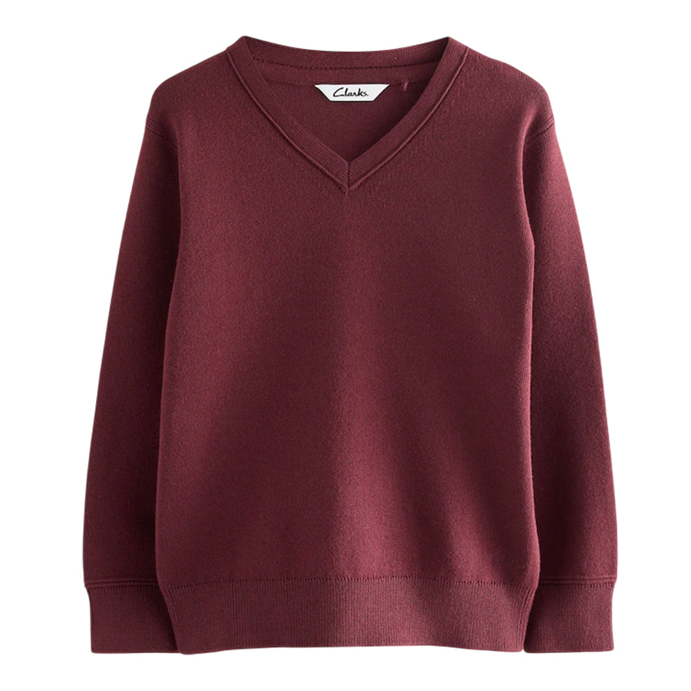 Burgundy - Side - Clarks Childrens-Kids Knitted School Jumper (Pack of 2)