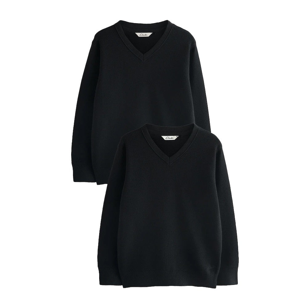 Black - Front - Clarks Childrens-Kids Knitted School Jumper (Pack of 2)