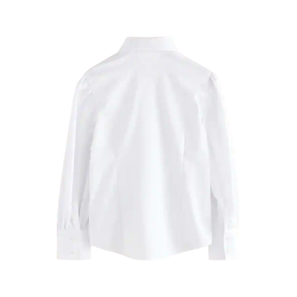 White - Side - Clarks Girls Fitted Long-Sleeved School Shirt (Pack of 3)