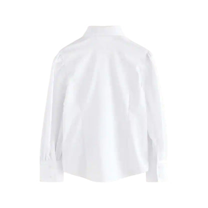 White - Side - Clarks Girls Fitted Long-Sleeved School Shirt (Pack of 3)