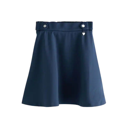 Navy - Back - Clarks Girls Ponte Skater School Skirt (Pack of 2)