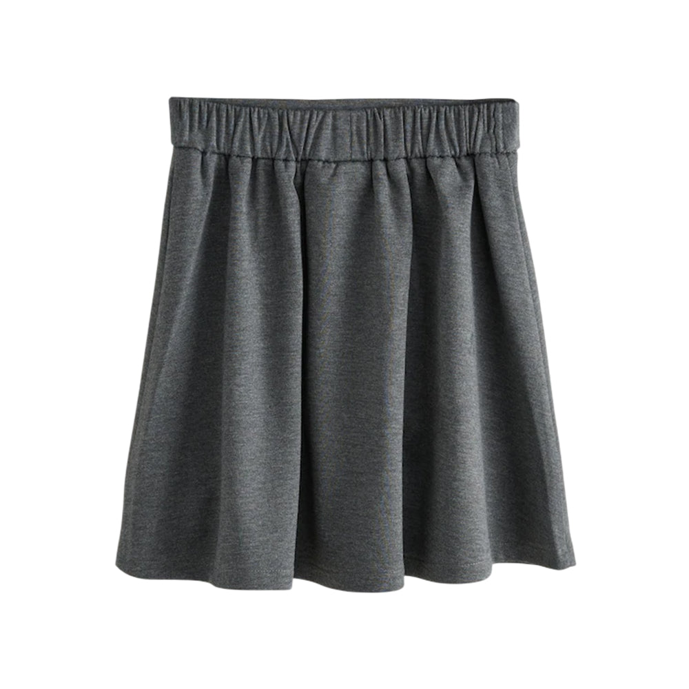 Grey - Side - Clarks Girls Ponte Skater School Skirt (Pack of 2)