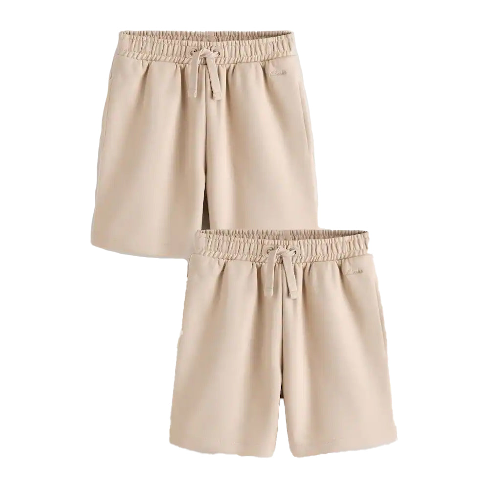 Stone - Front - Clarks Boys Sweat Shorts (Pack of 2)