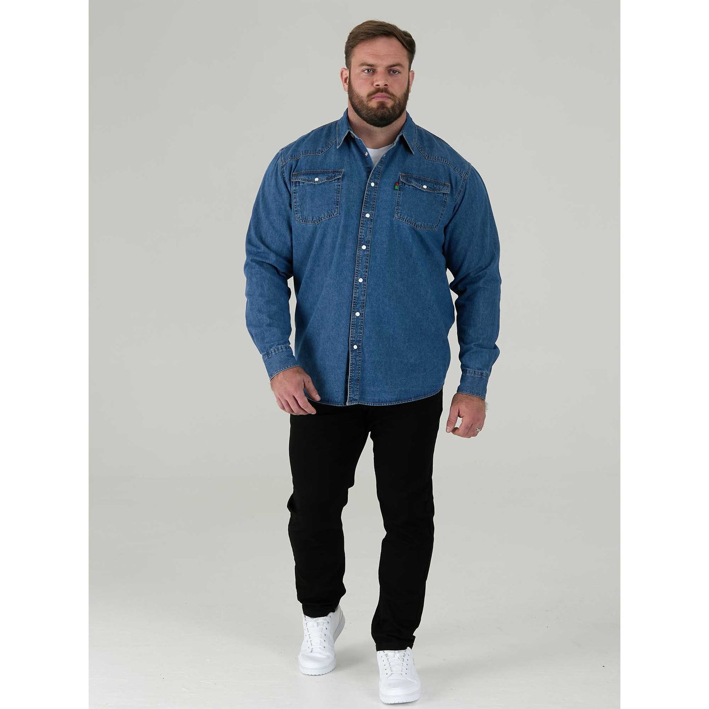 Stonewash - Pack Shot - Duke Mens D555 Western Denim Shirt