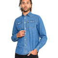 Black - Back - D555 Mens Western Style Denim Shirt