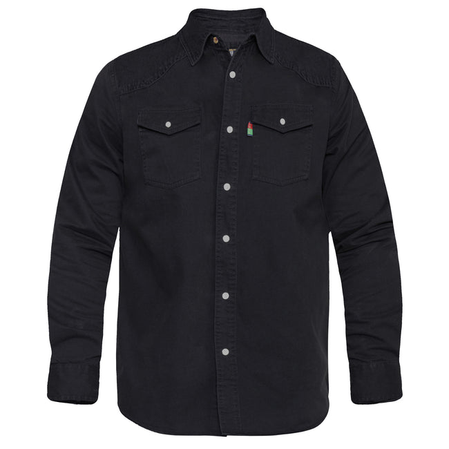 Black - Front - Duke Mens D555 Western Denim Shirt