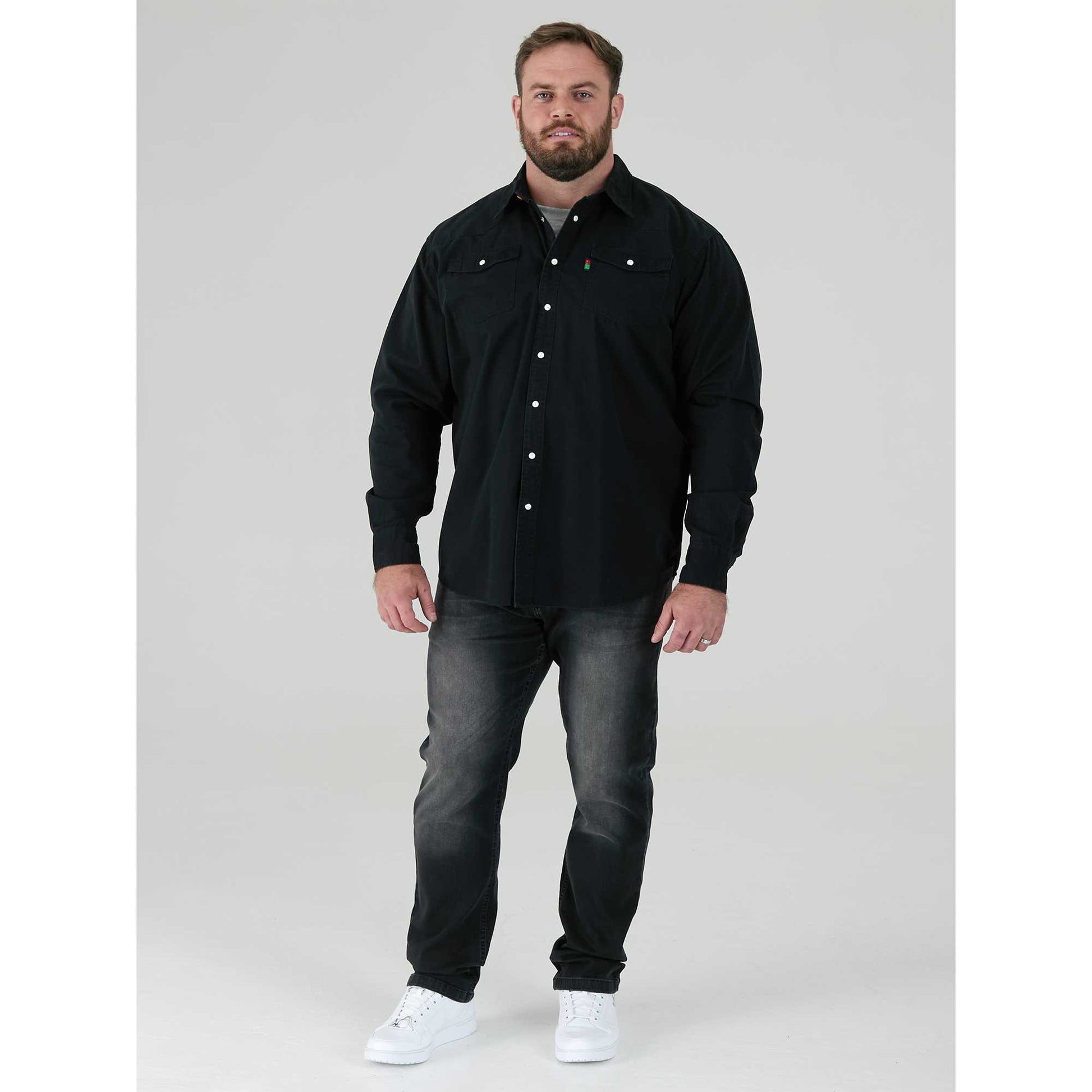 Black - Pack Shot - Duke Mens D555 Western Denim Shirt