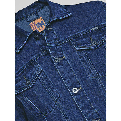 Stonewash - Close up - Duke Mens D555 London Trucker Denim Jacket