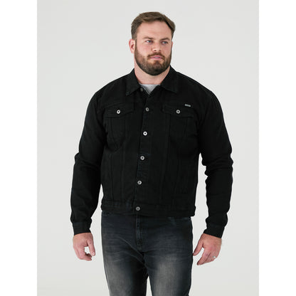 Black - Side - Duke Mens D555 London Trucker Denim Jacket