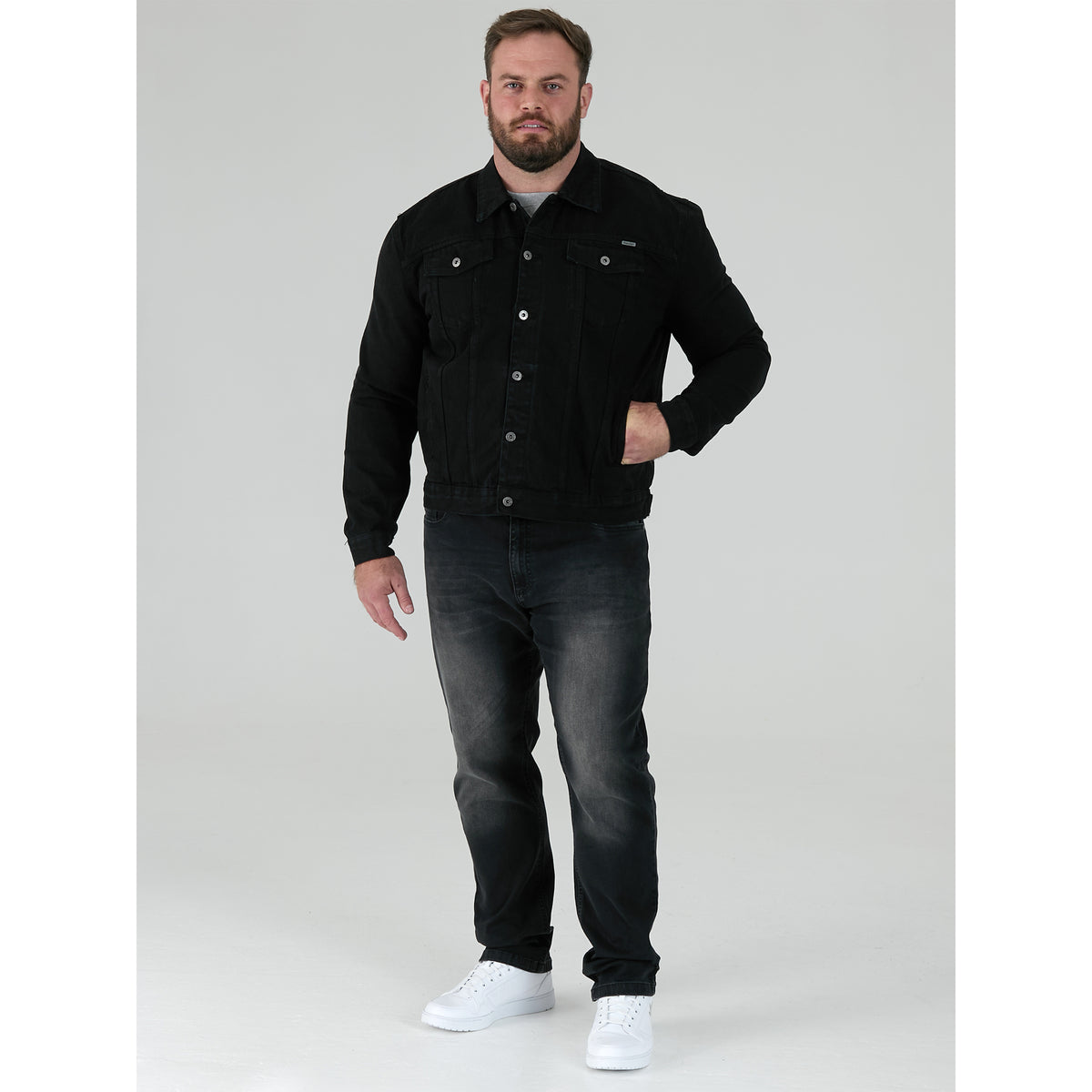Black - Pack Shot - Duke Mens D555 London Trucker Denim Jacket