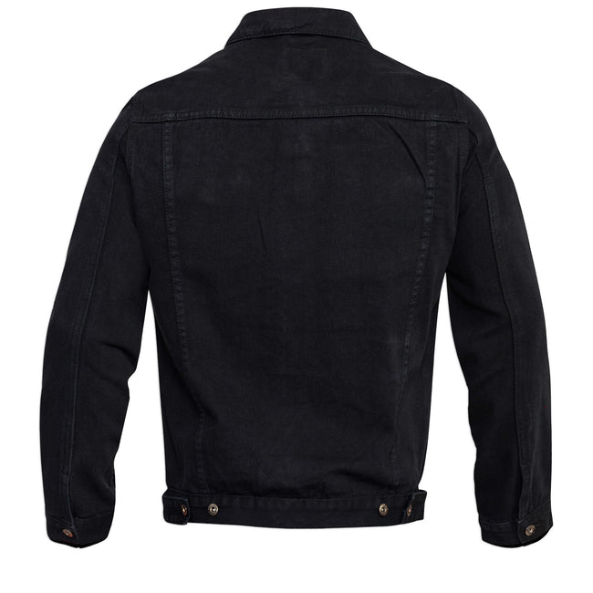 Black - Back - Duke Mens D555 London Trucker Denim Jacket