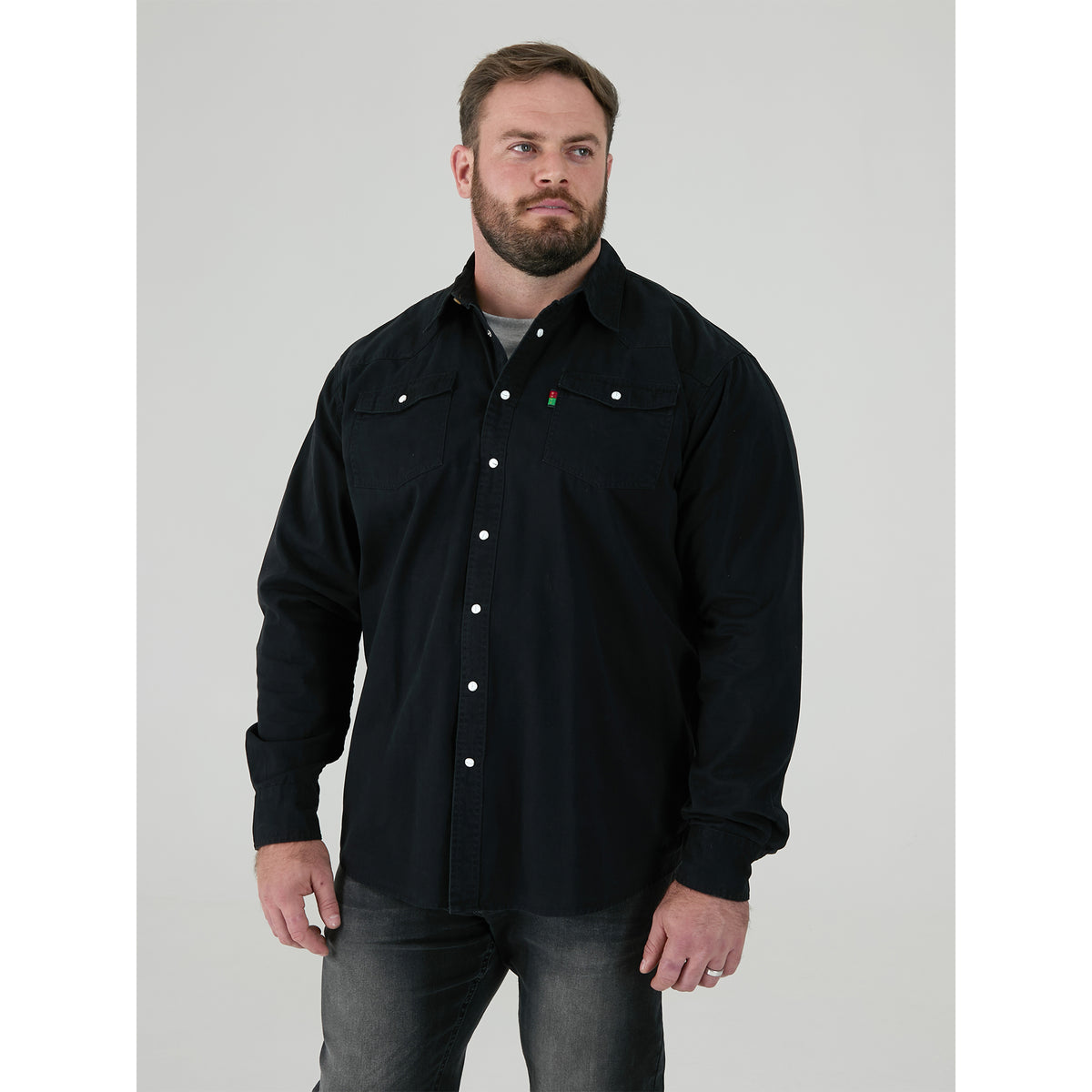 Black - Side - Duke Mens D555 Western Denim Kingsize Shirt