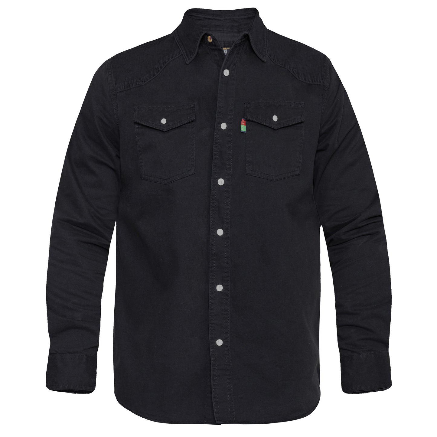 Black - Front - Duke Mens D555 Western Denim Kingsize Shirt