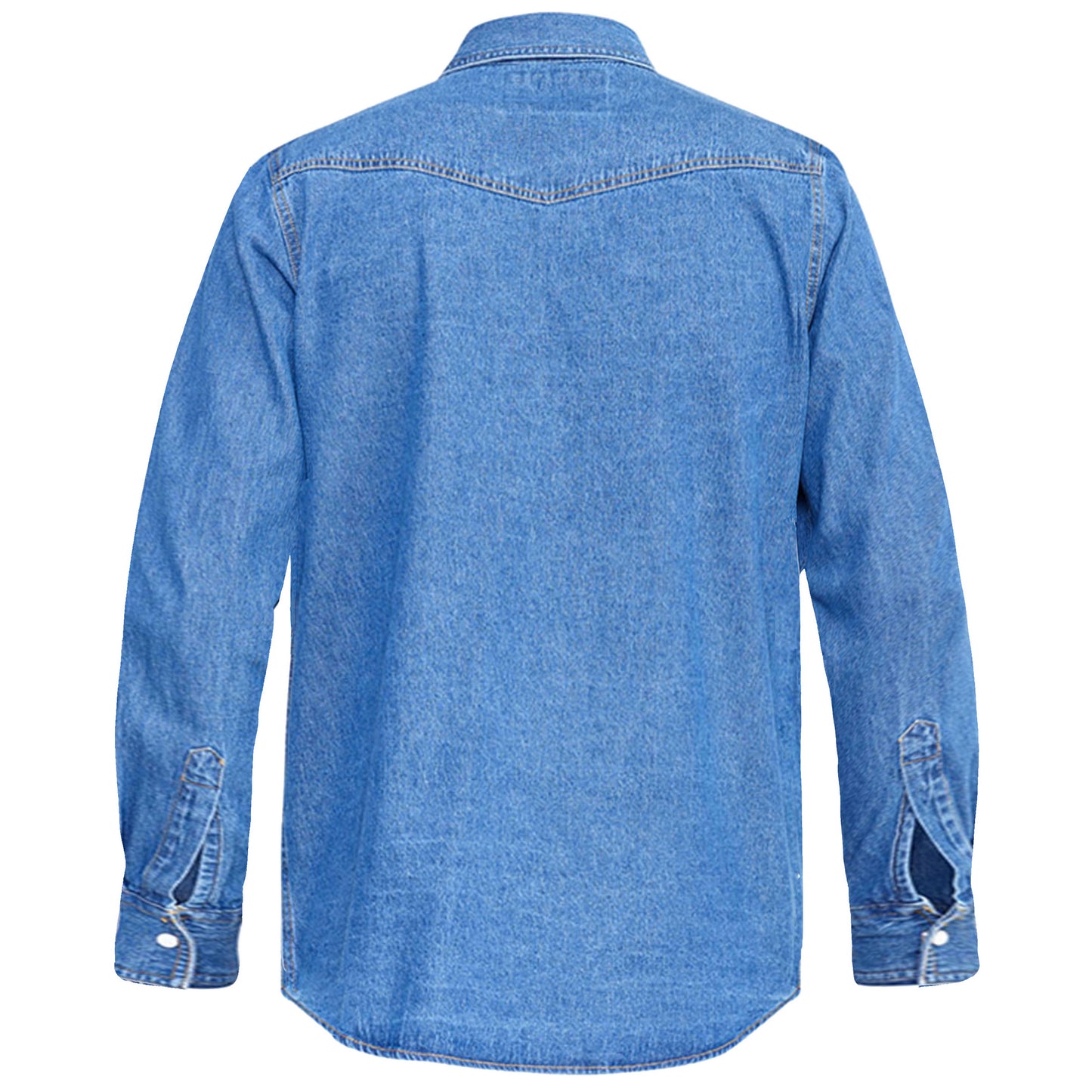 Stonewash - Back - Duke Mens D555 Western Denim Kingsize Shirt