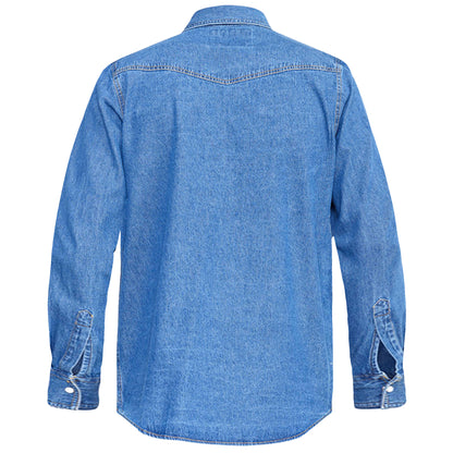Stonewash - Back - Duke Mens D555 Western Denim Kingsize Shirt