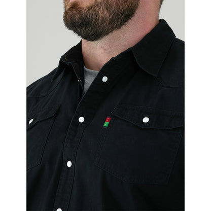 Black - Close up - Duke Mens D555 Western Denim Kingsize Shirt