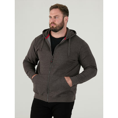 Grey - Side - Duke Mens D555 Rockford Cantor Heavyweight Kingsize Full Zip Hoodie