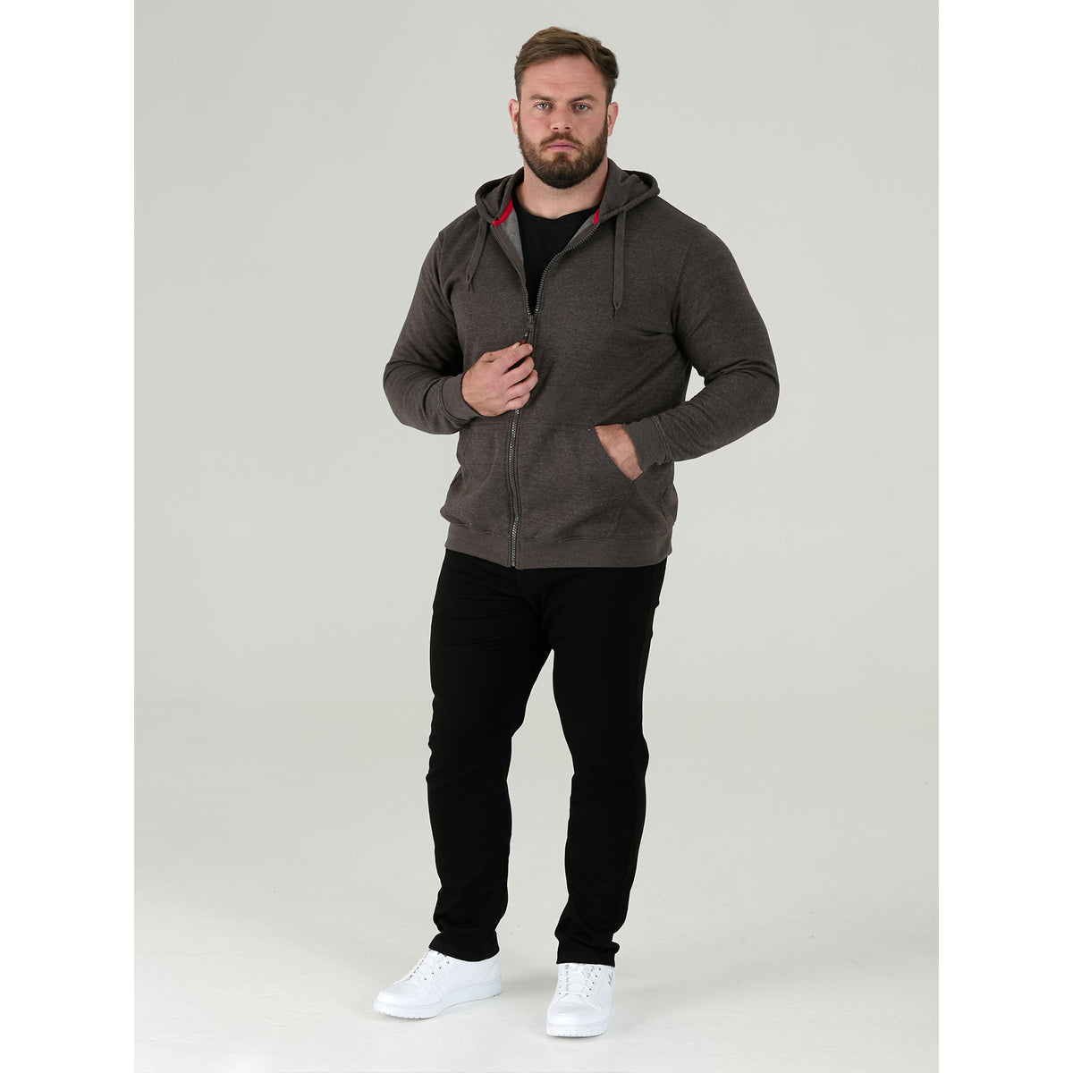Grey - Pack Shot - Duke Mens D555 Rockford Cantor Heavyweight Kingsize Full Zip Hoodie