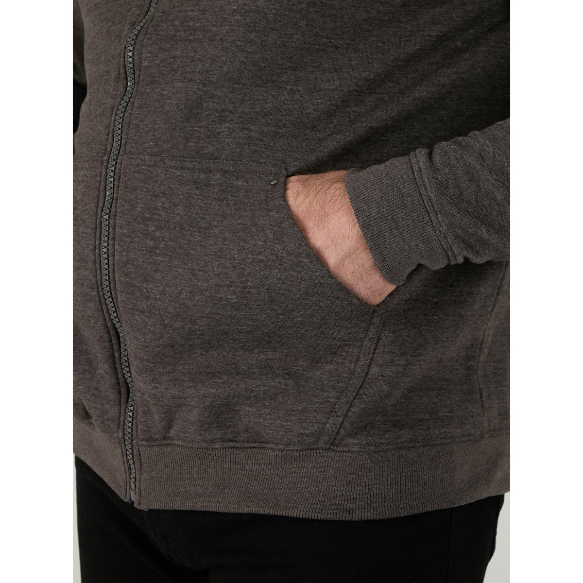 Grey - Close up - Duke Mens D555 Rockford Cantor Heavyweight Kingsize Full Zip Hoodie