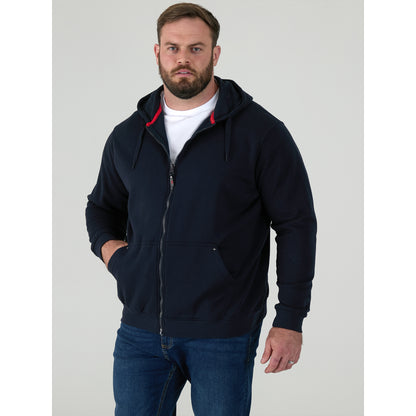 Navy - Side - Duke Mens D555 Rockford Cantor Heavyweight Kingsize Full Zip Hoodie