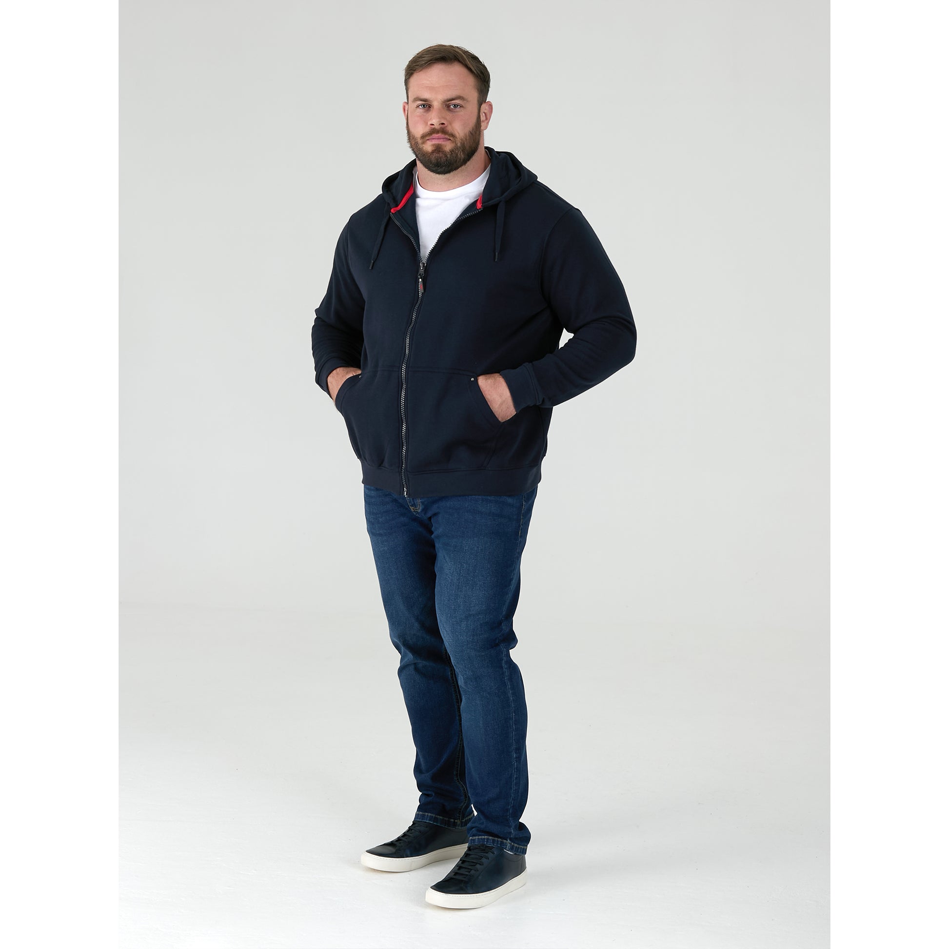 Navy - Pack Shot - Duke Mens D555 Rockford Cantor Heavyweight Kingsize Full Zip Hoodie