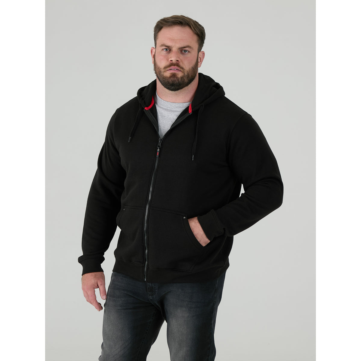Black - Side - Duke Mens D555 Rockford Cantor Heavyweight Kingsize Full Zip Hoodie