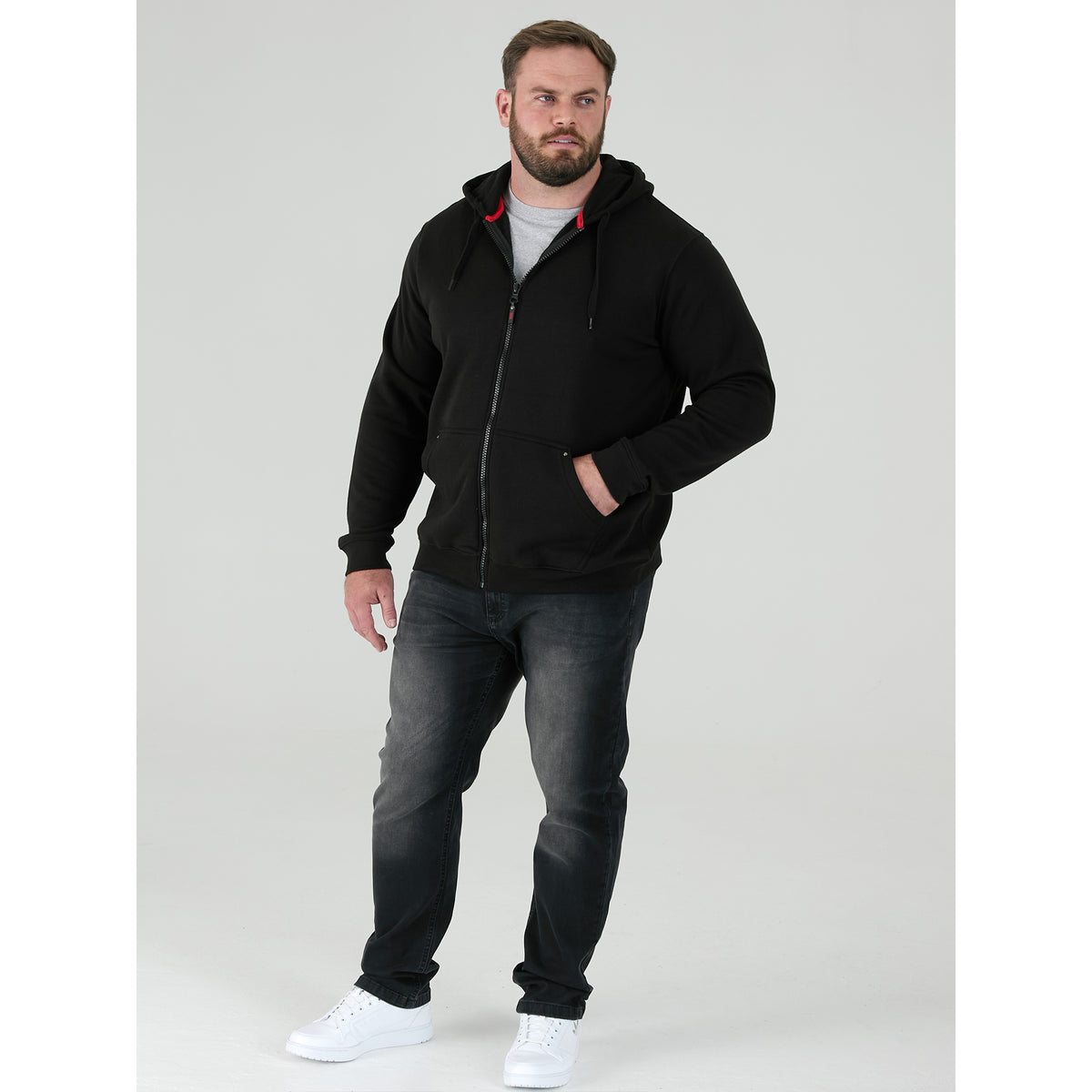 Black - Pack Shot - Duke Mens D555 Rockford Cantor Heavyweight Kingsize Full Zip Hoodie